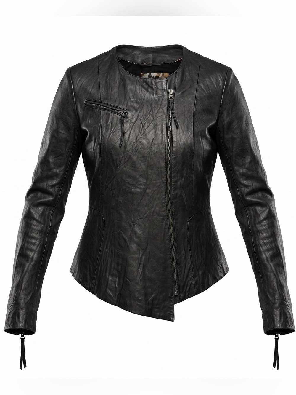 Kate Moss X Topshop Rare Black Genuine Leather Moto Jacket UK 10 US 6 Grunge 90s